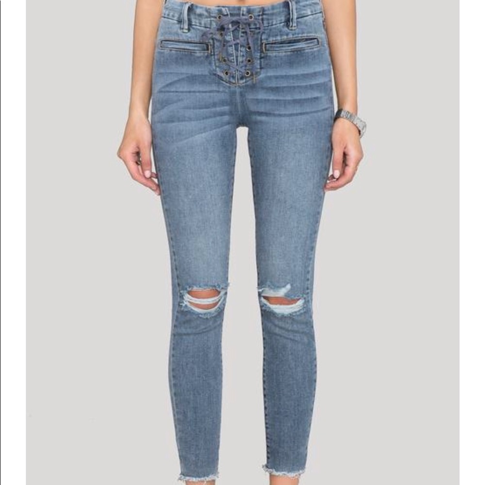 amuse society soho lace up skinnies